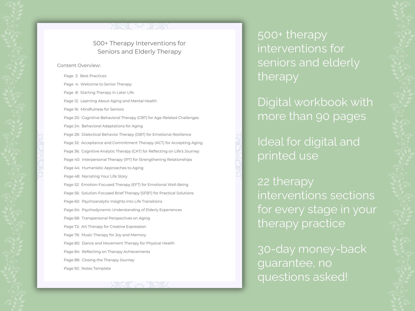 Seniors and Elderly Therapy Therapist Worksheets