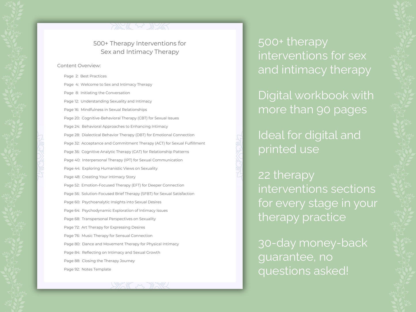 Sex and Intimacy Therapy Therapist Worksheets