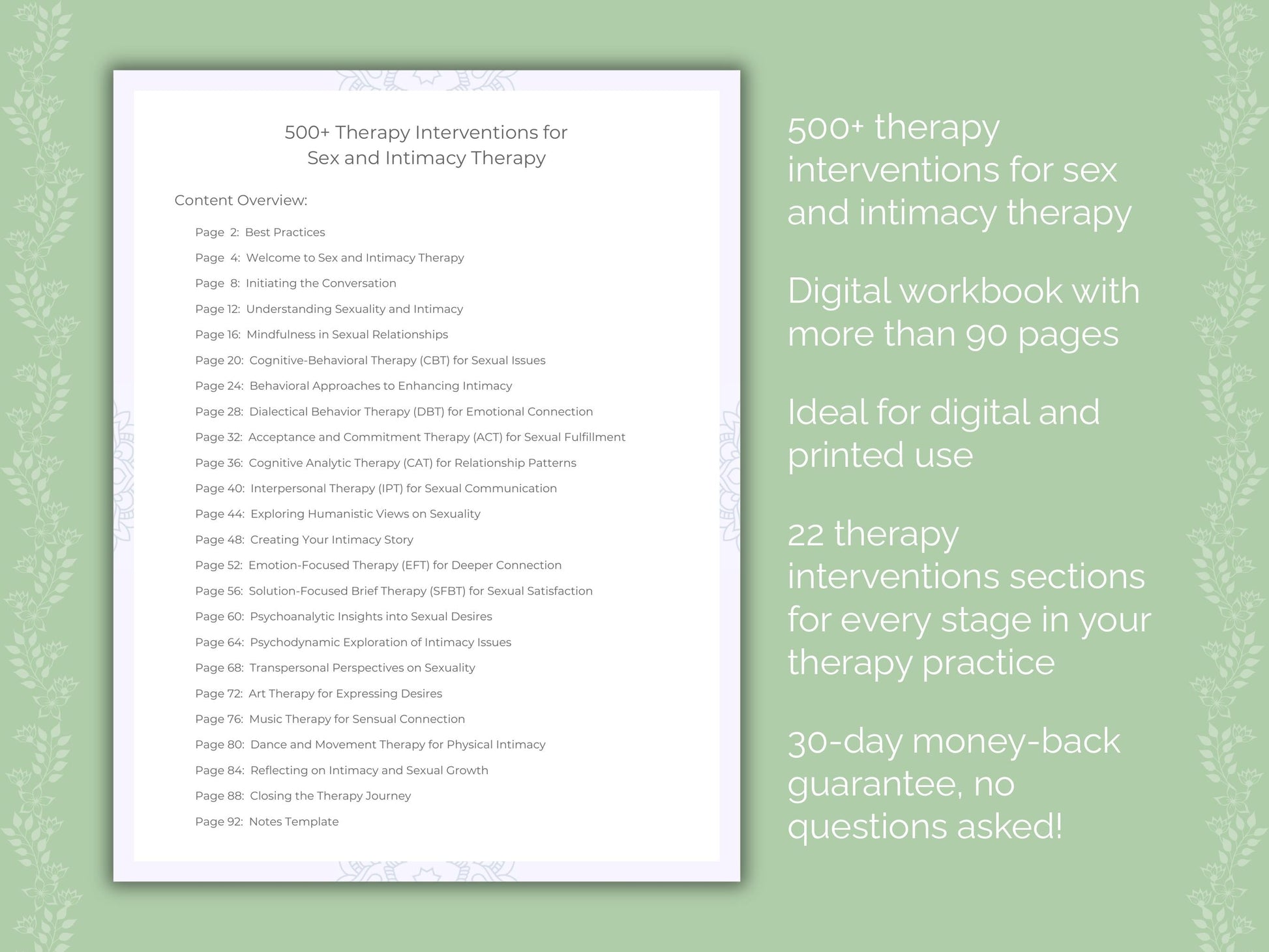 Sex and Intimacy Therapy Therapist Worksheets