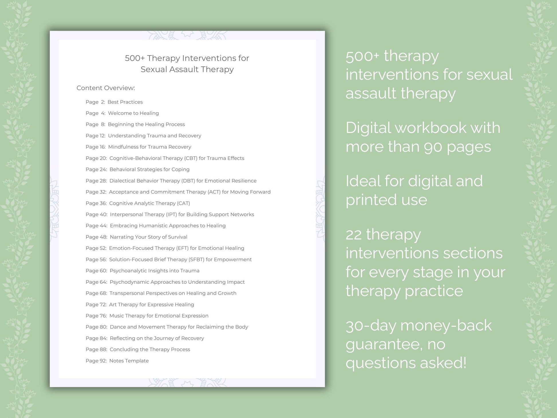 Sexual Assault Therapy Therapist Worksheets