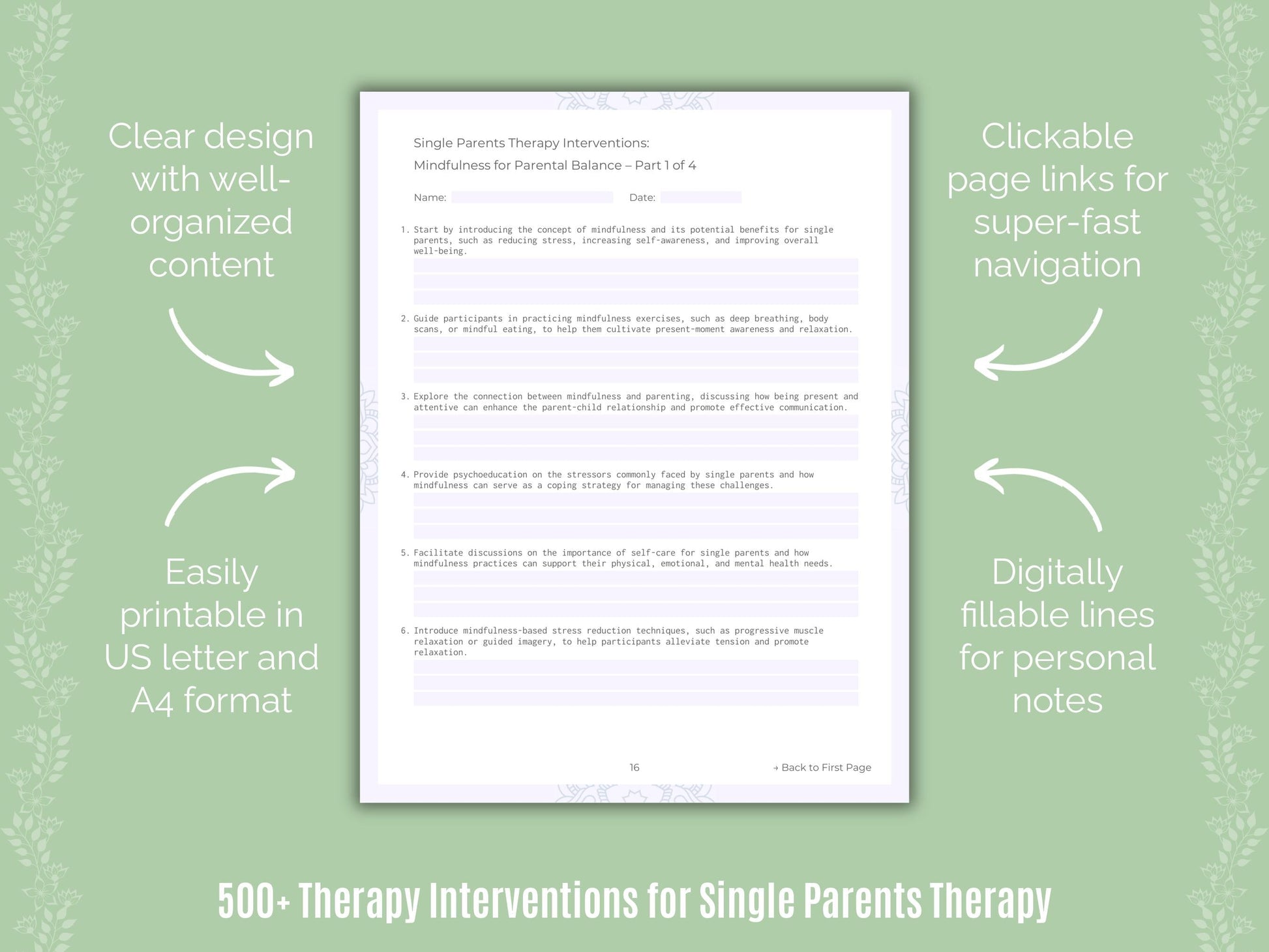 Single Parents Therapy Counseling Templates