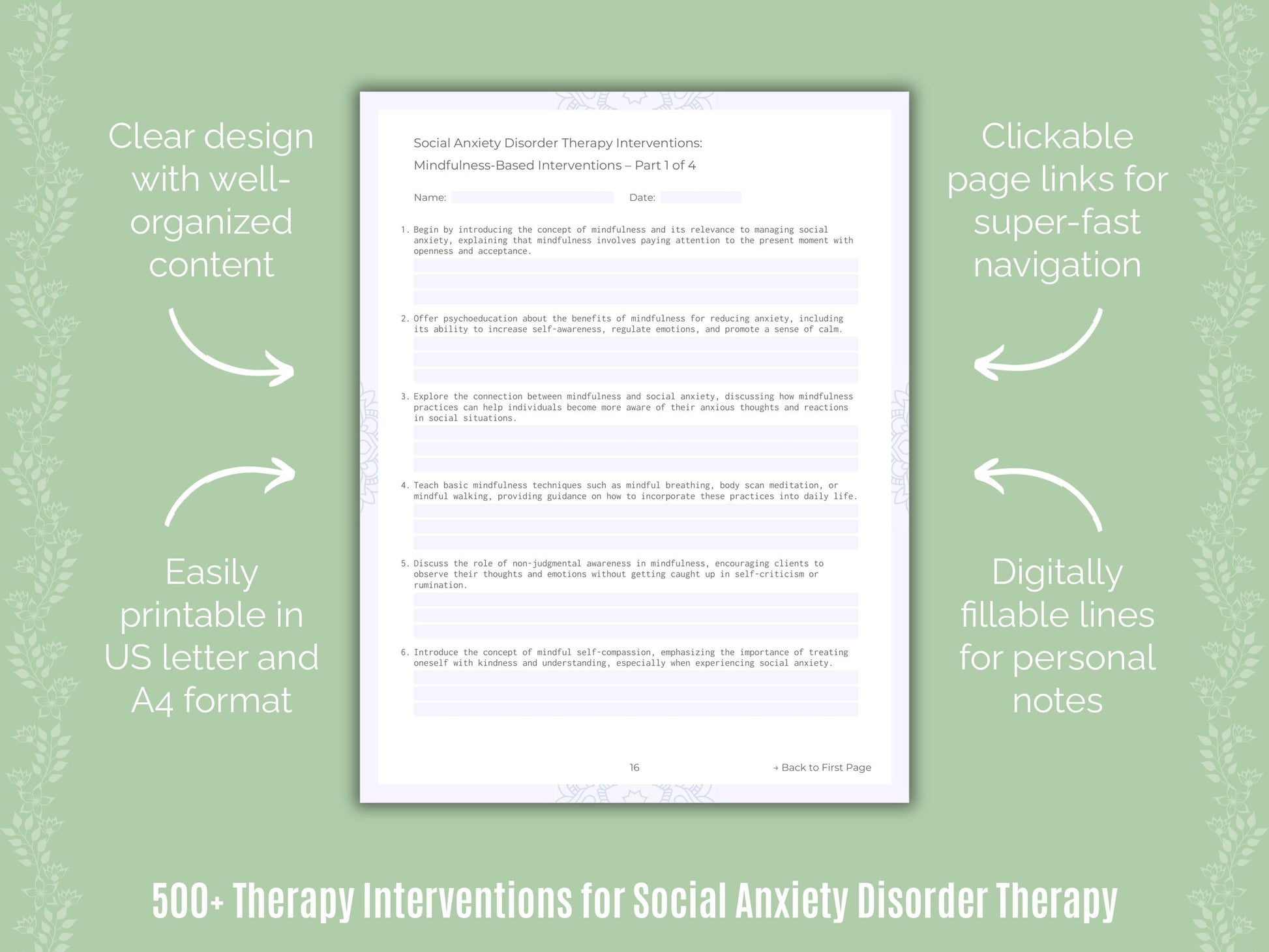 Social Anxiety Disorder Therapy Counseling Templates