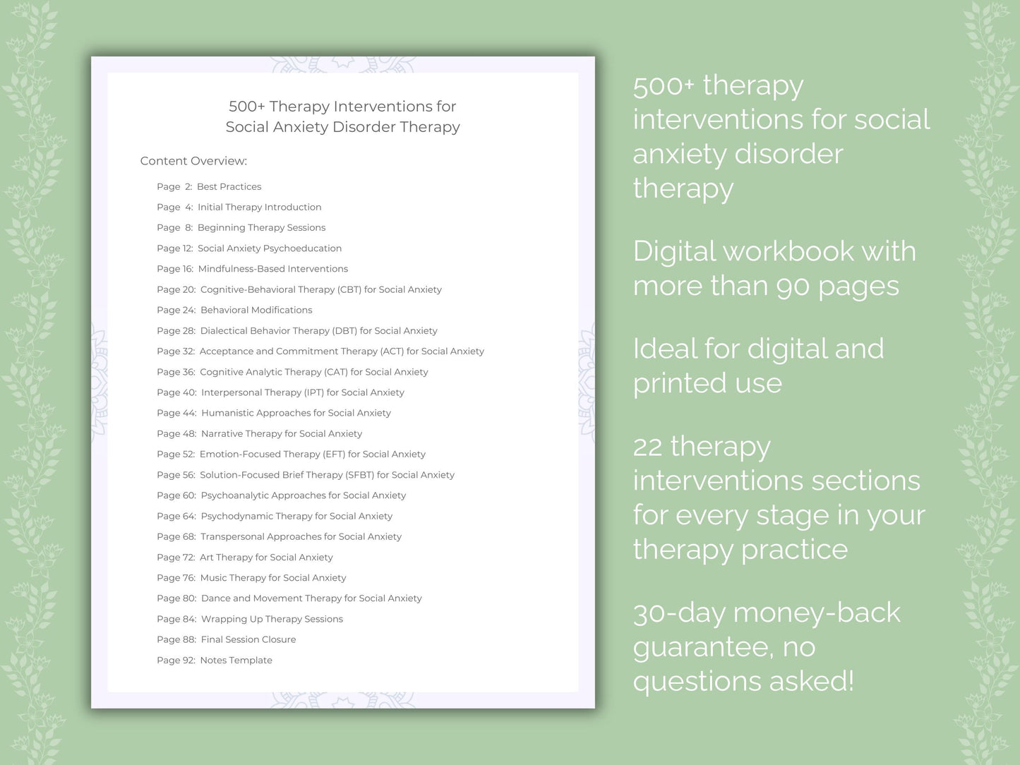 Social Anxiety Disorder Therapy Therapist Worksheets