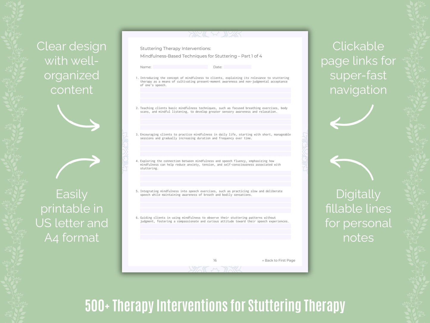 Stuttering Therapy Counseling Templates