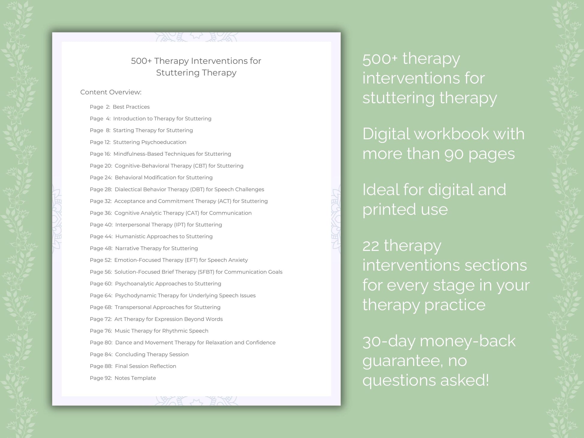 Stuttering Therapy Therapist Worksheets