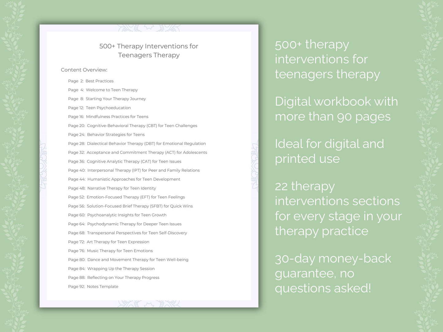 Teenagers Therapy Therapist Worksheets