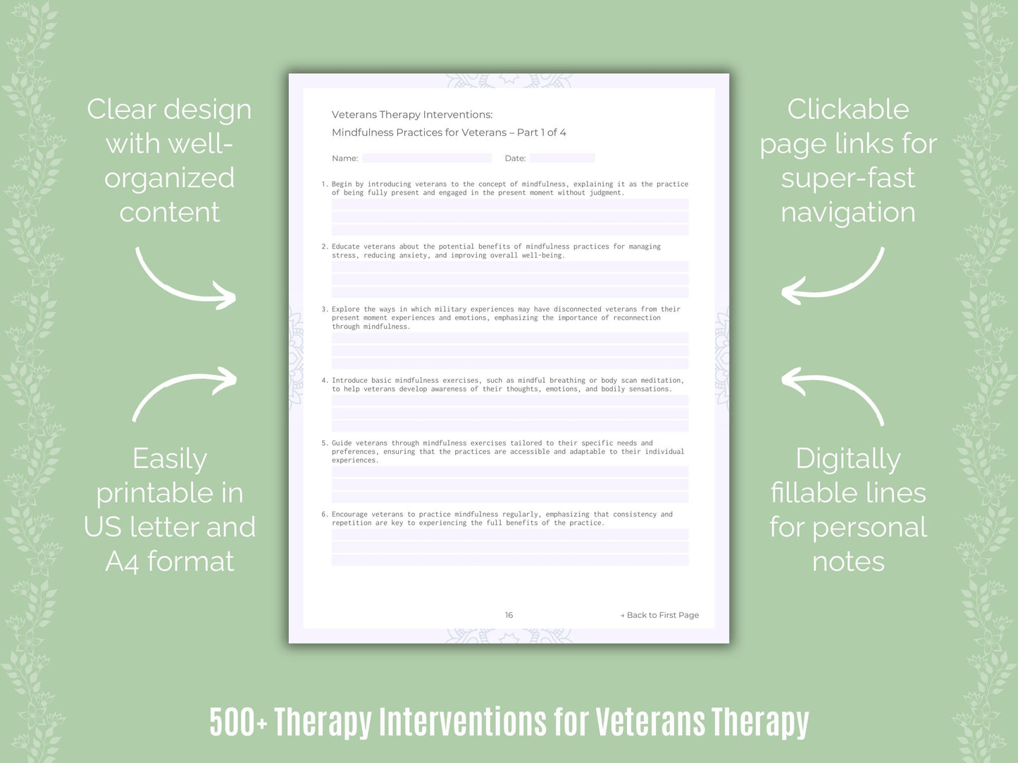 Veterans Therapy Counseling Templates