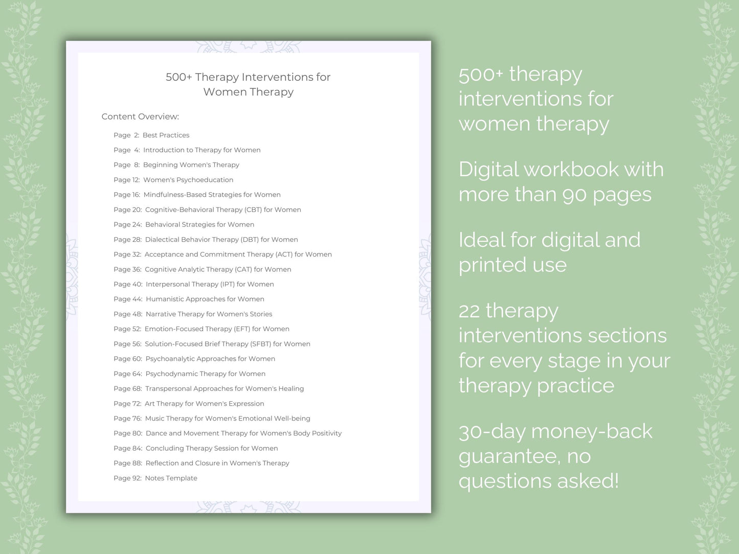 Women Therapy Therapist Worksheets