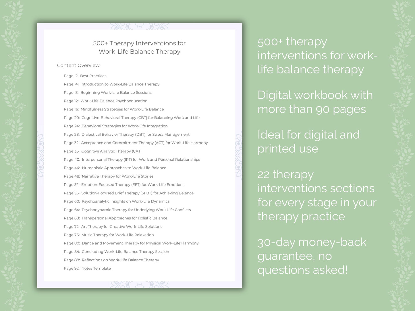 Work-Life Balance Therapy Therapist Worksheets