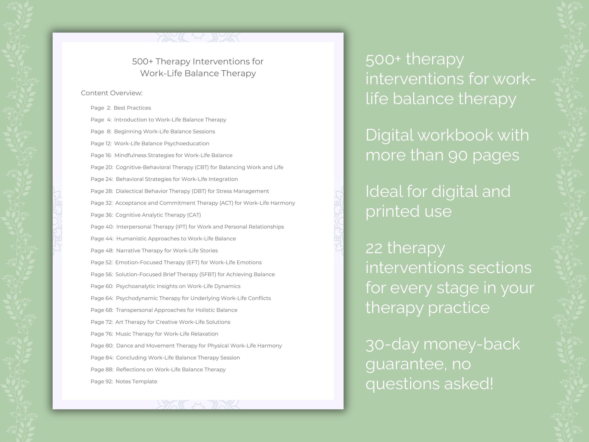 Work-Life Balance Therapy Therapist Worksheets