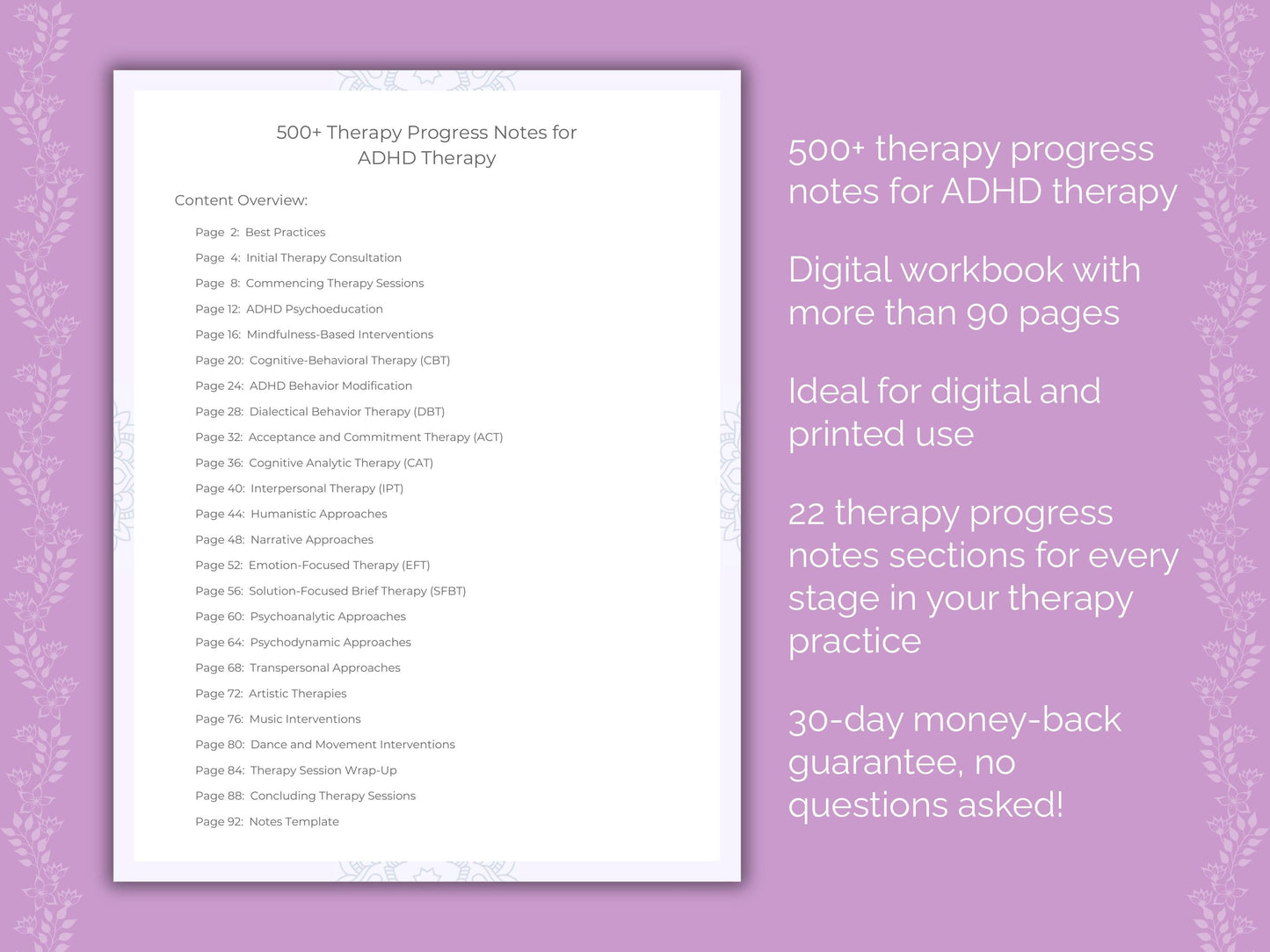 ADHD Therapy Therapist Worksheets