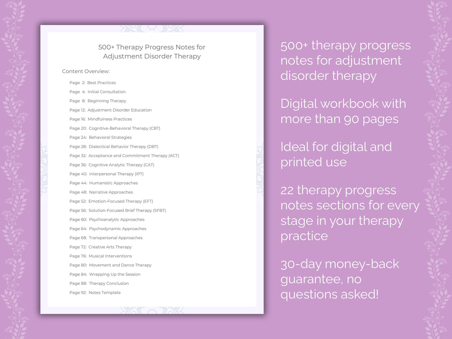 Adjustment Disorder Therapy Therapist Worksheets