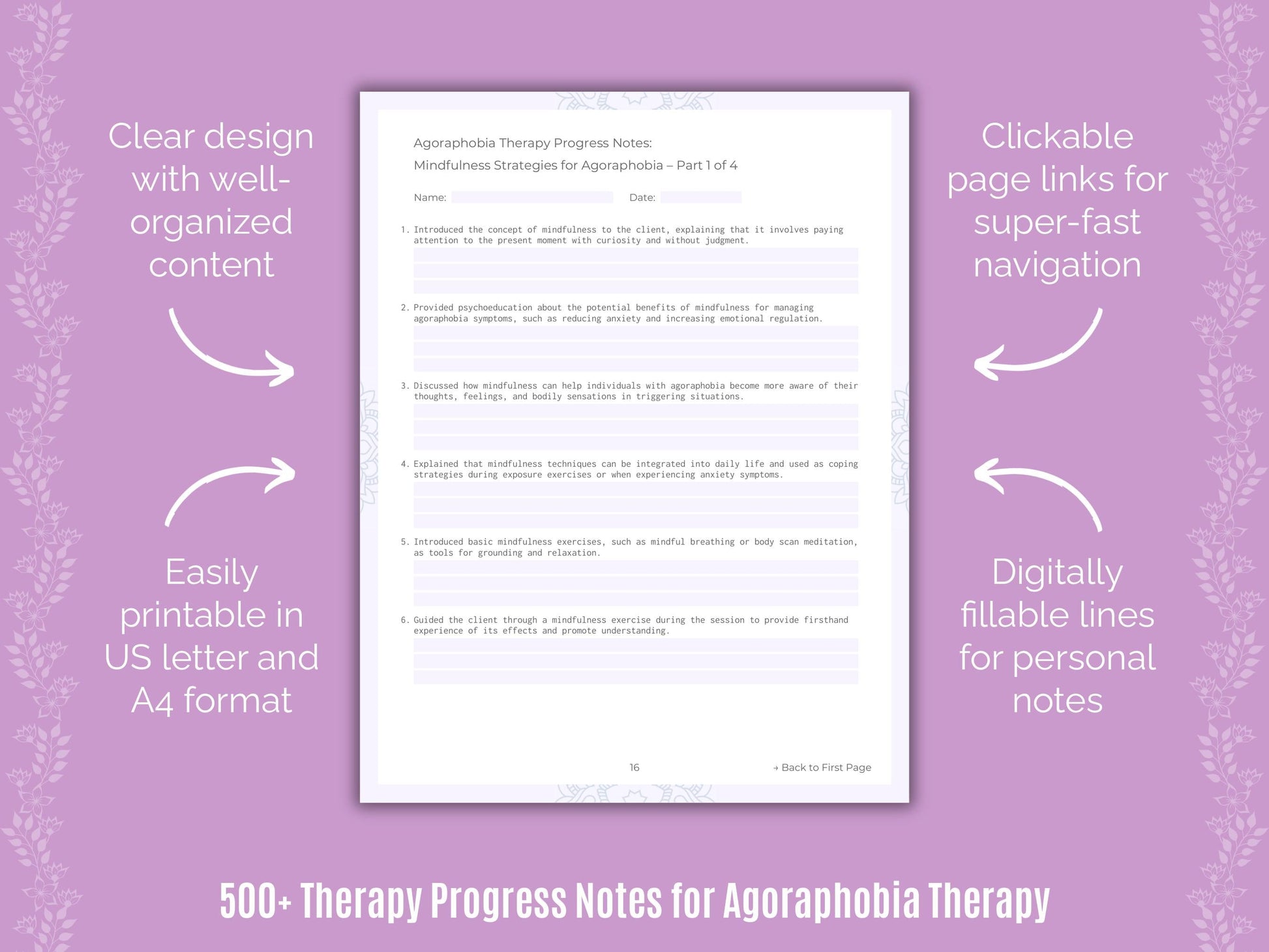 Agoraphobia Therapy Counseling Templates