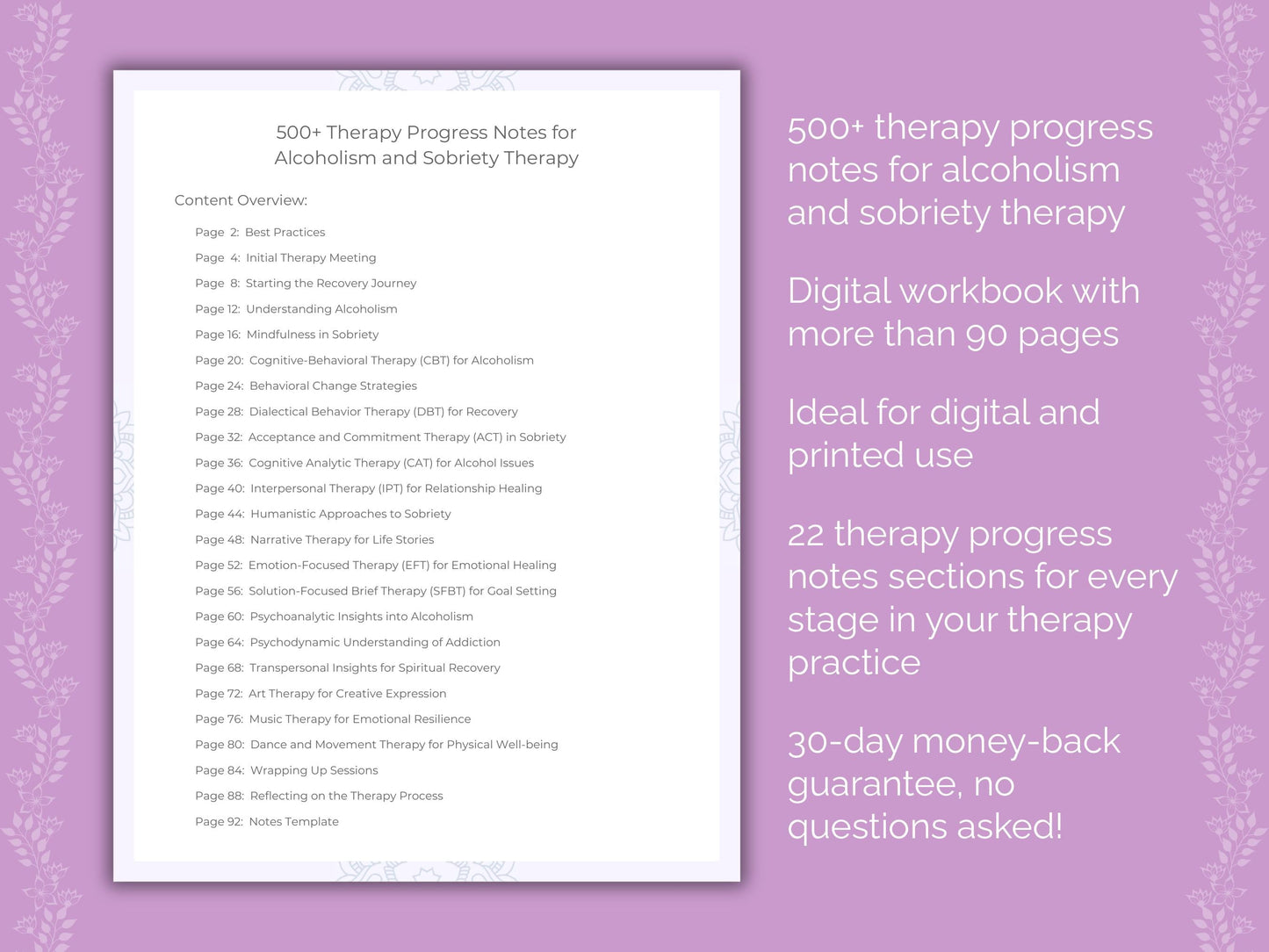 Alcoholism and Sobriety Therapy Therapist Worksheets