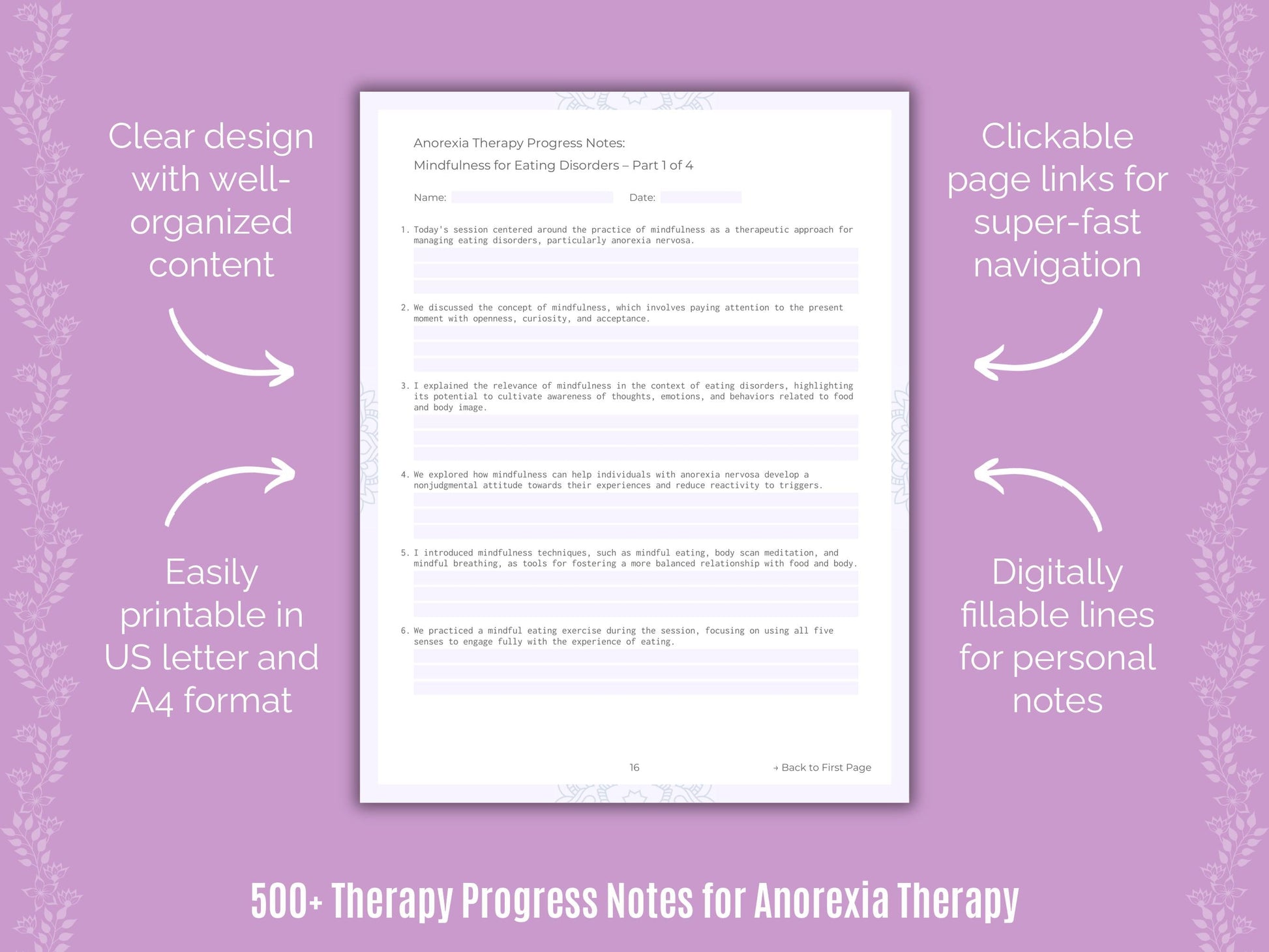 Anorexia Therapy Counseling Templates