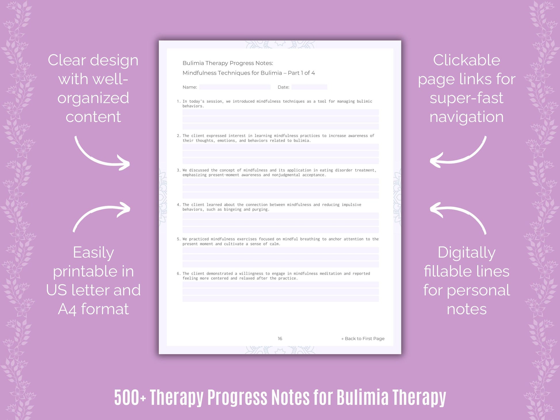 Bulimia Therapy Counseling Templates