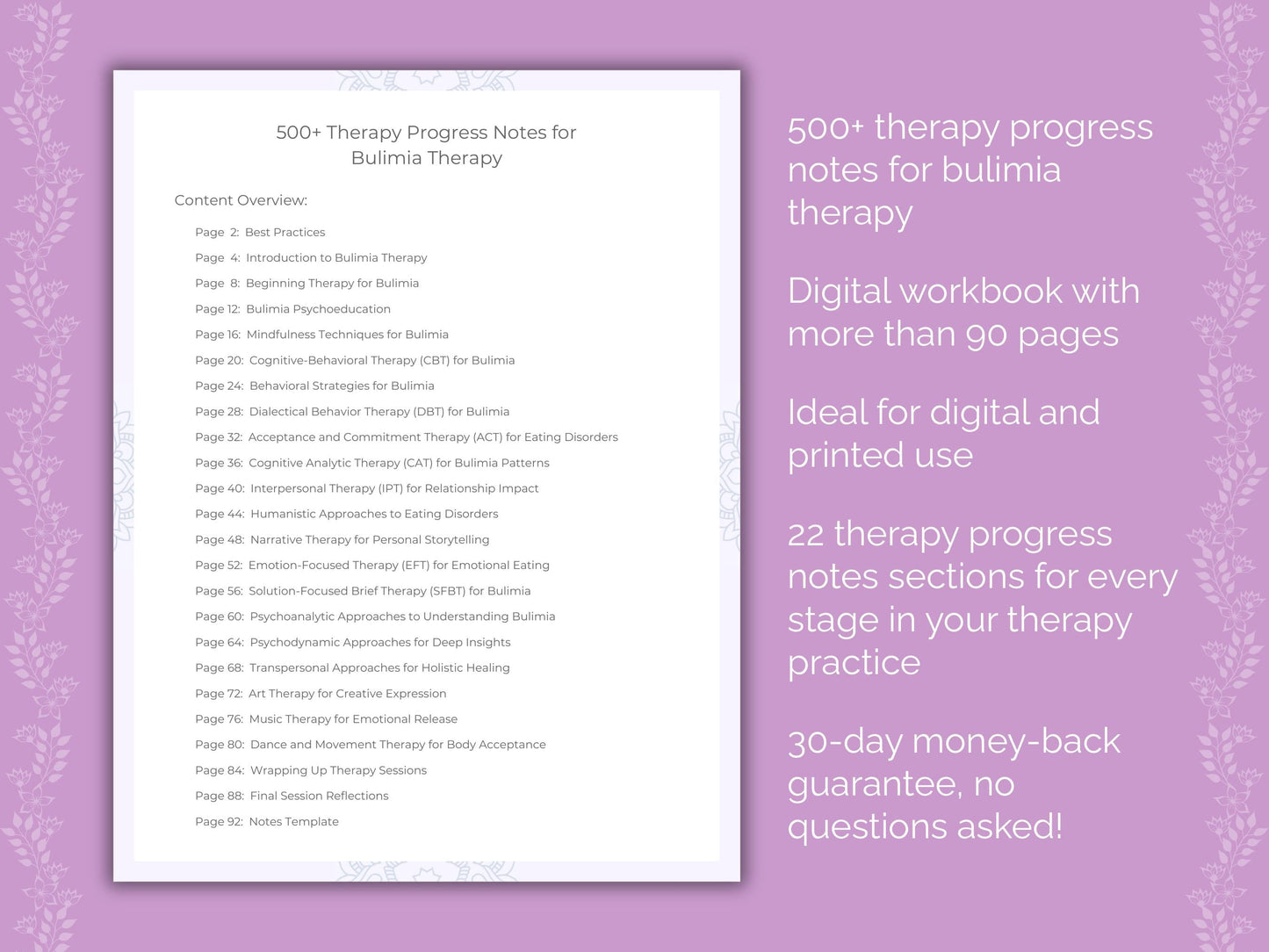 Bulimia Therapy Therapist Worksheets