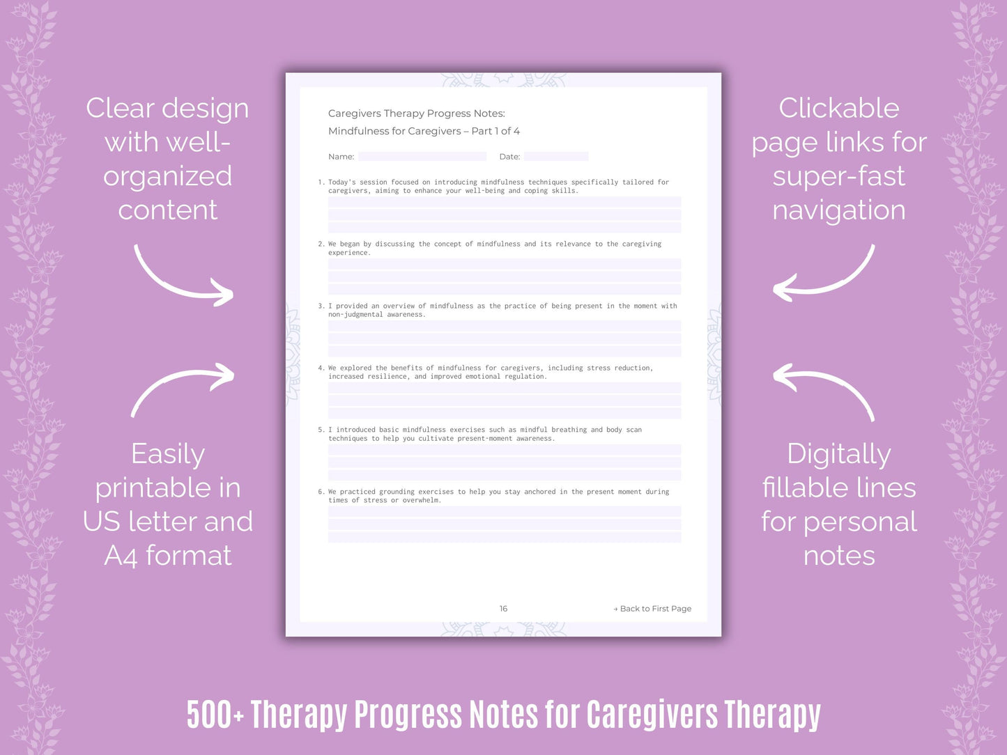 Caregivers Therapy Counseling Templates