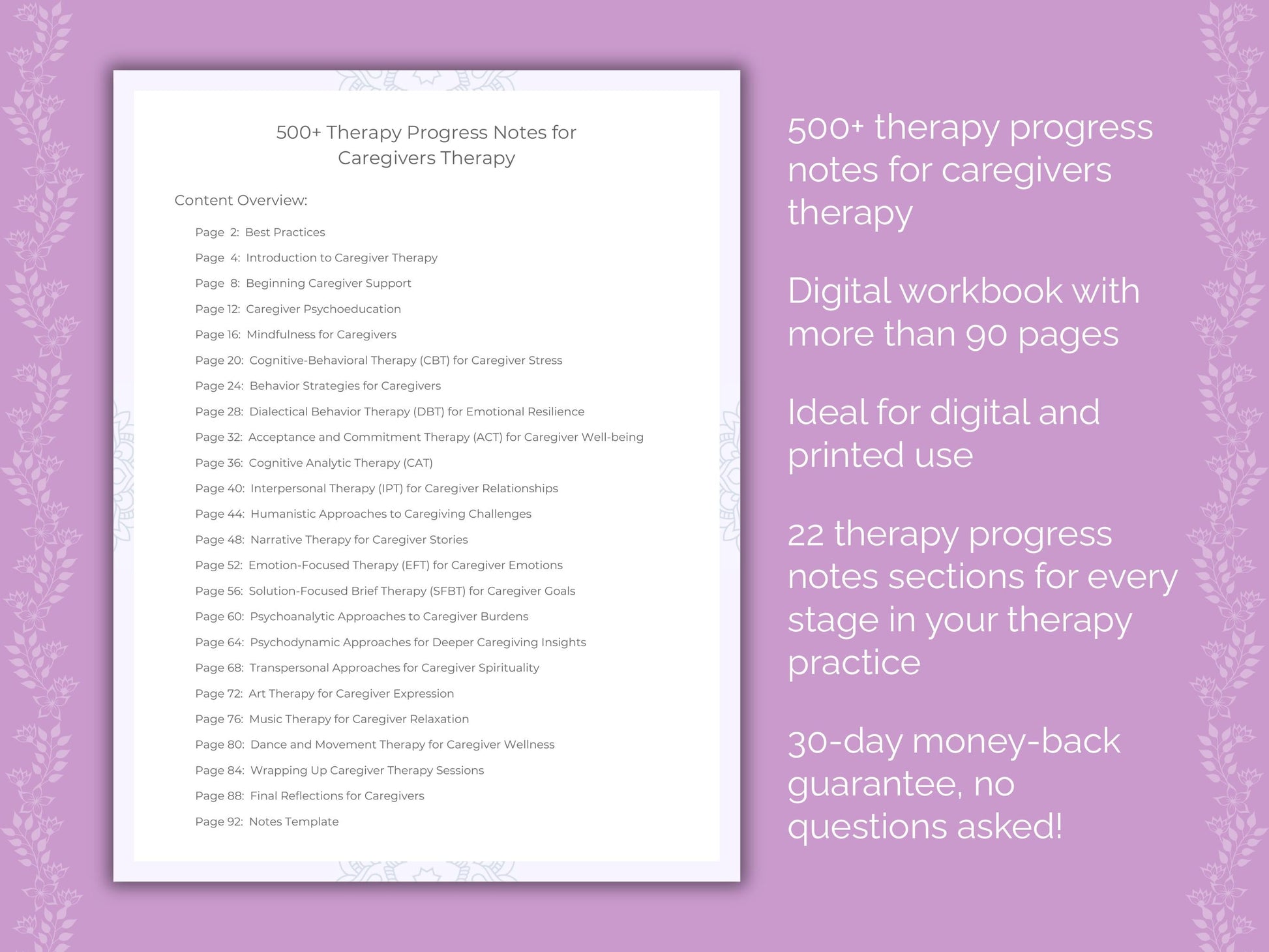 Caregivers Therapy Therapist Worksheets