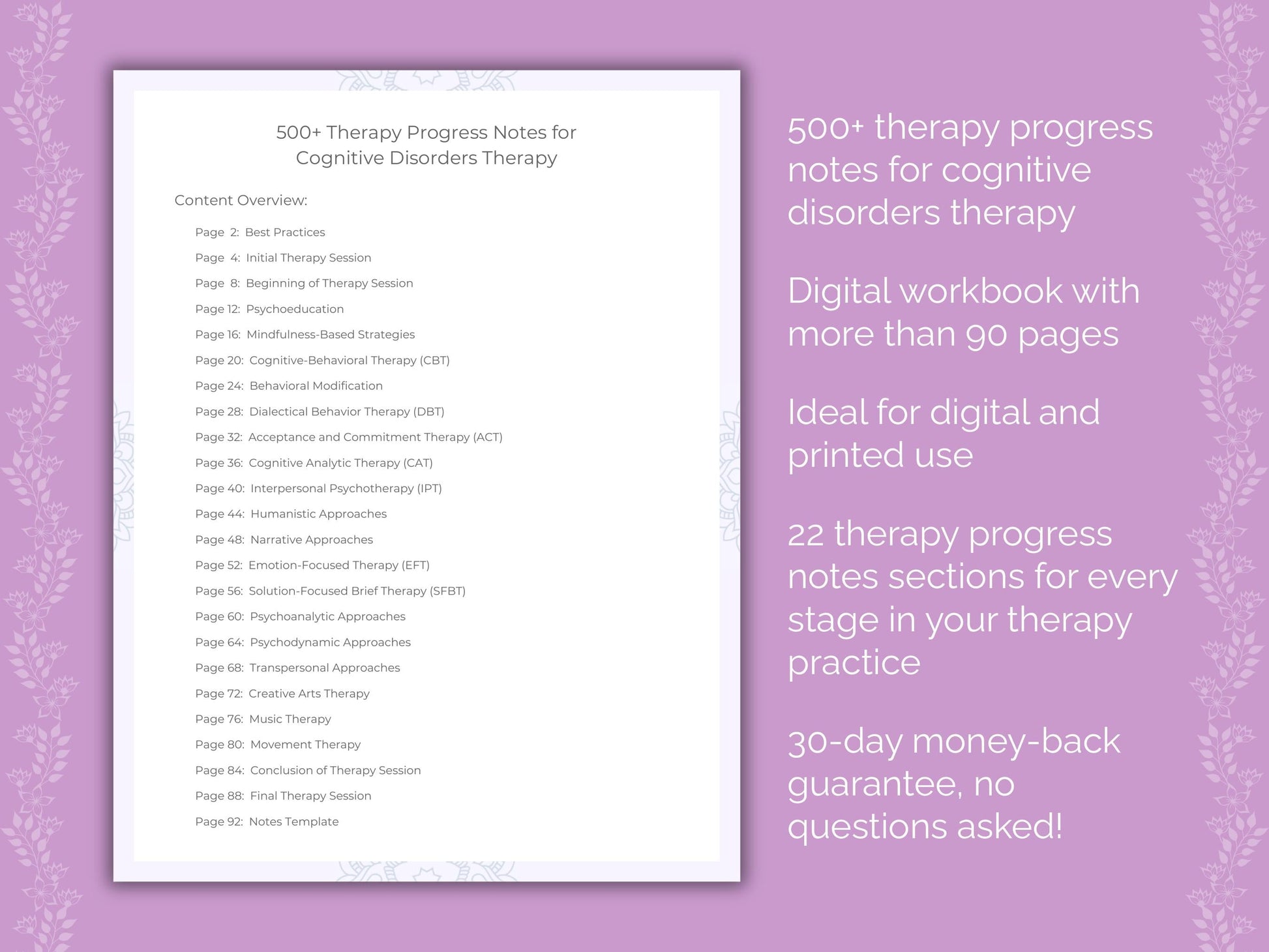 Cognitive Disorders Therapy Therapist Worksheets