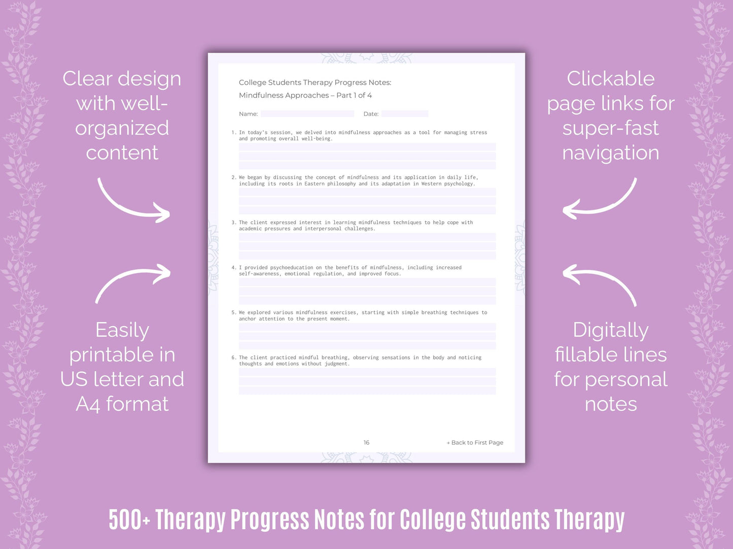 College Students Therapy Counseling Templates