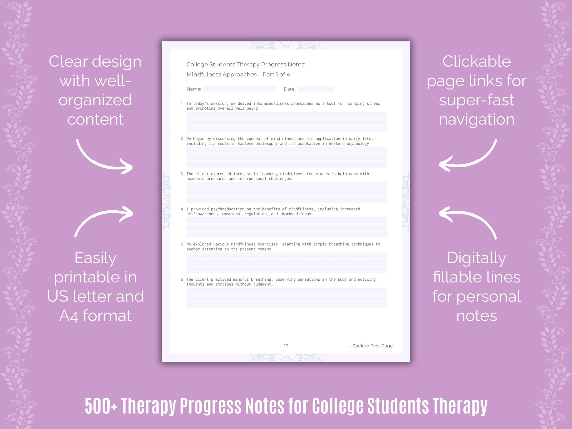 College Students Therapy Counseling Templates