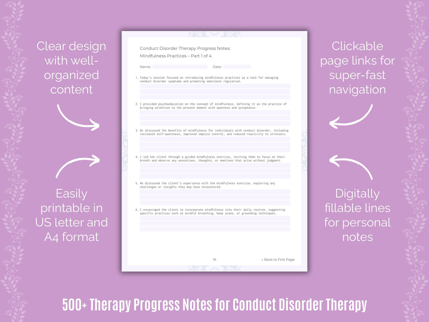 Conduct Disorder Therapy Counseling Templates