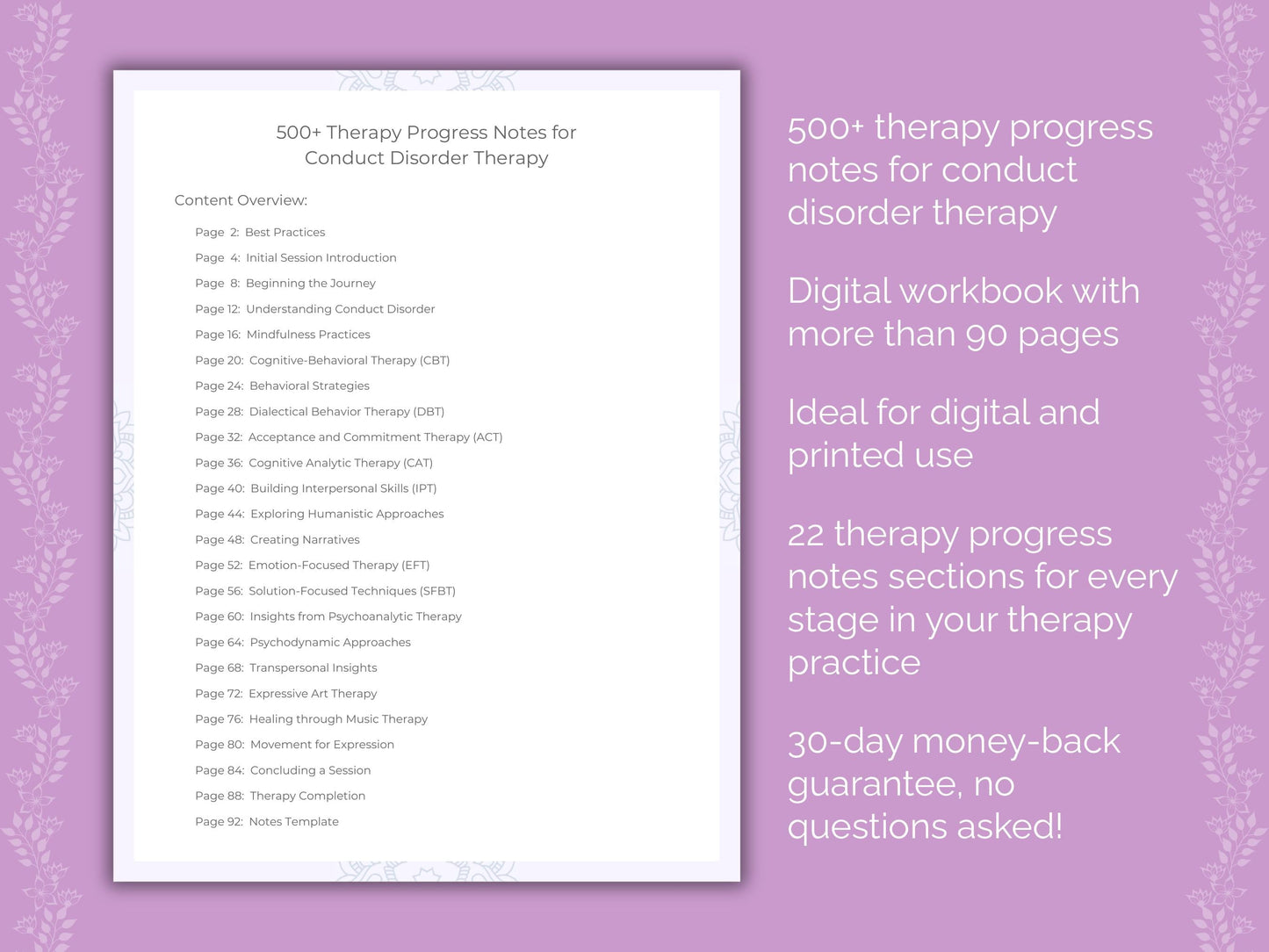 Conduct Disorder Therapy Therapist Worksheets