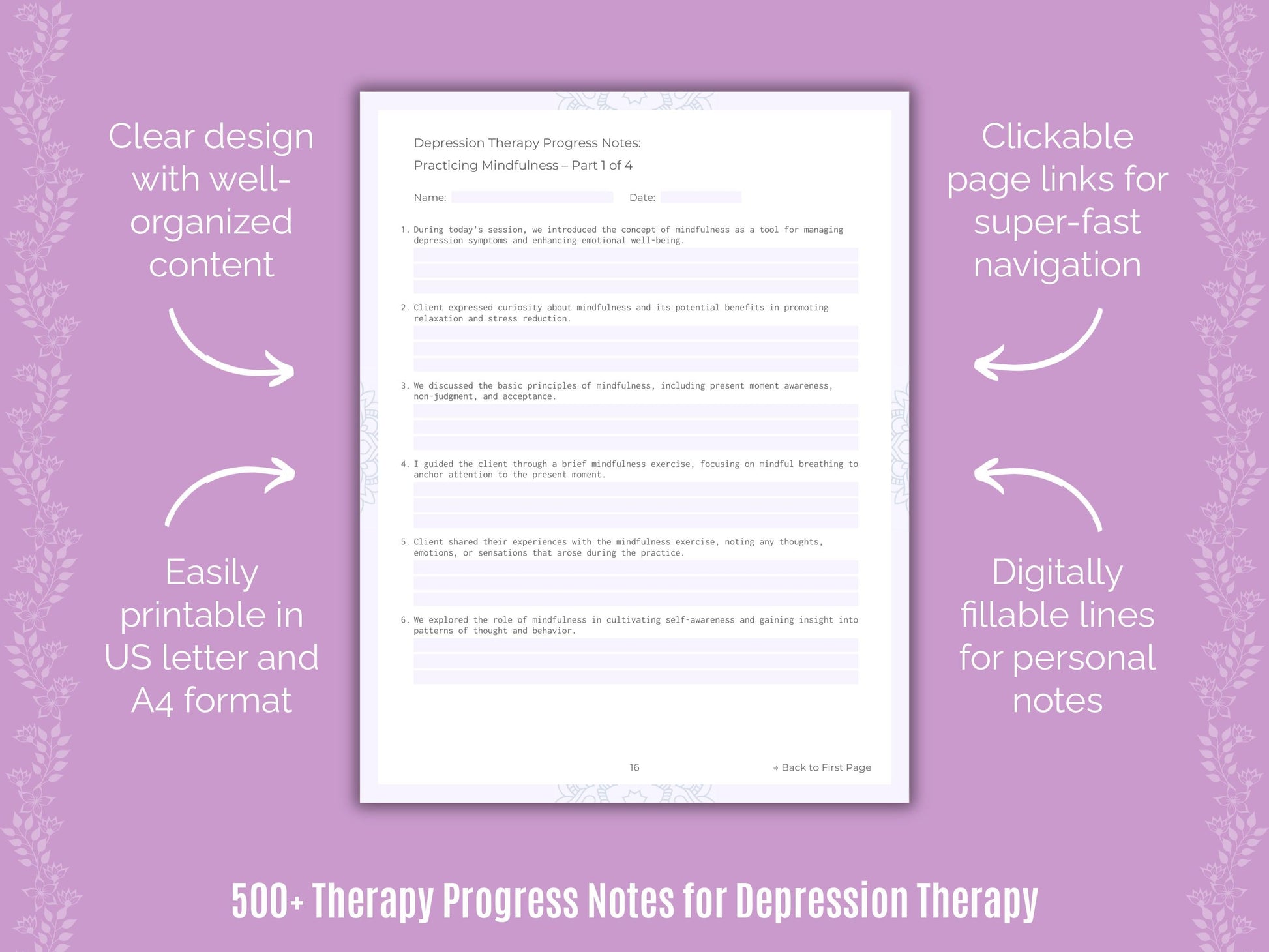 Depression Therapy Counseling Templates