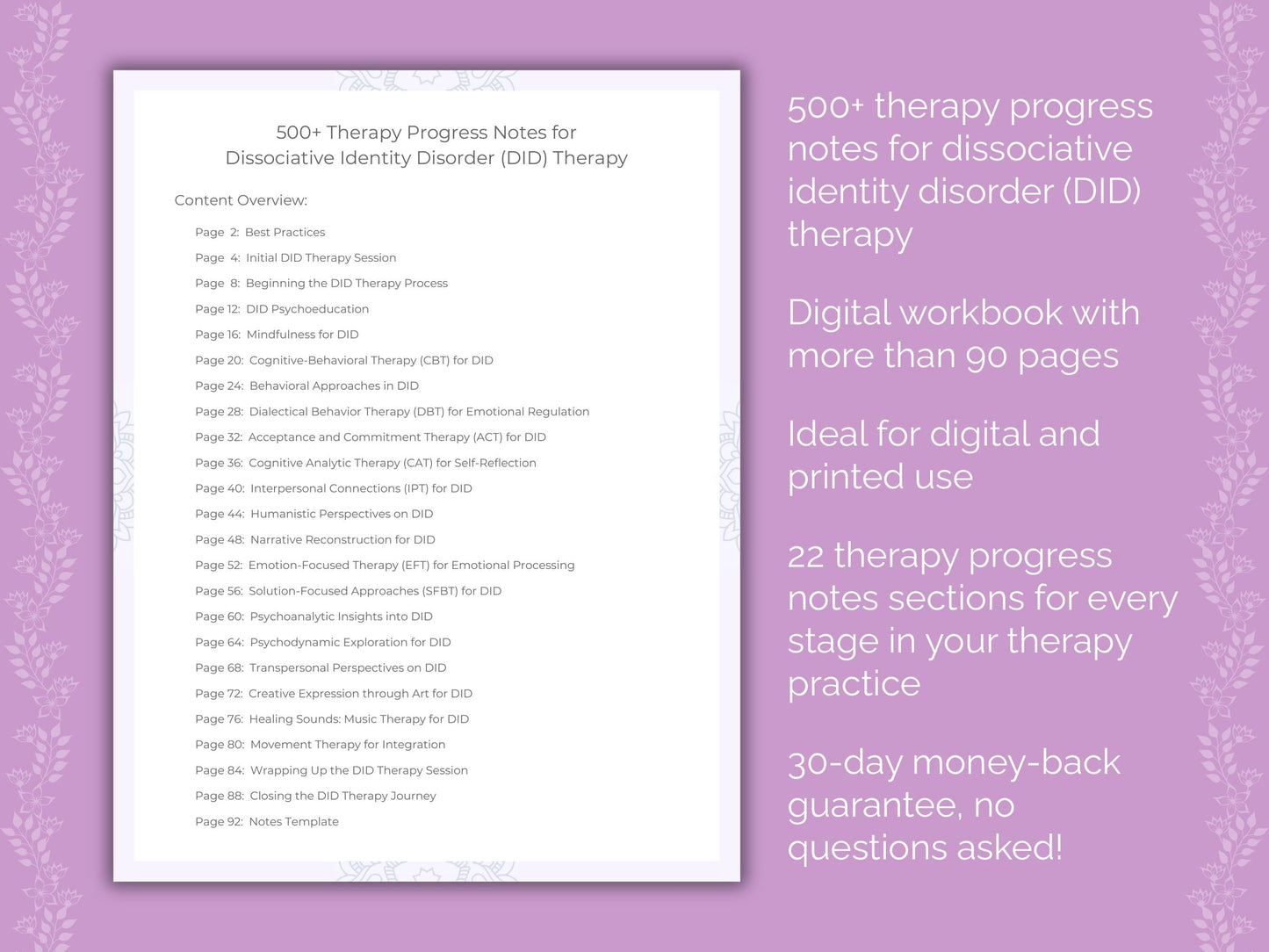 Dissociative Identity Disorder (DID) Therapy Therapist Worksheets