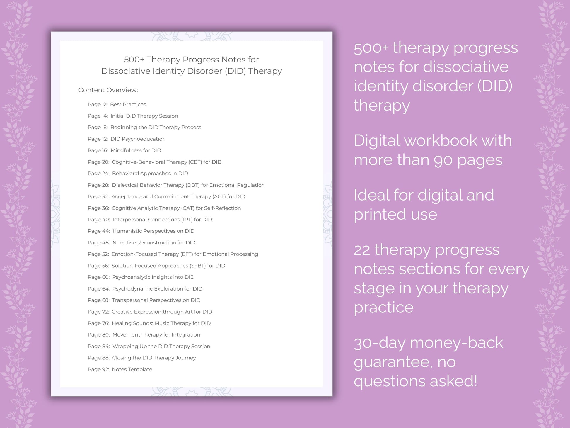 Dissociative Identity Disorder (DID) Therapy Therapist Worksheets