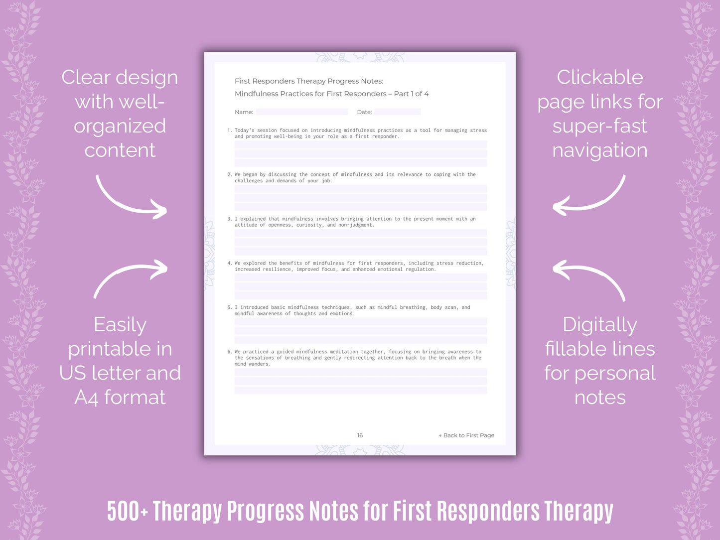 First Responders Therapy Counseling Templates