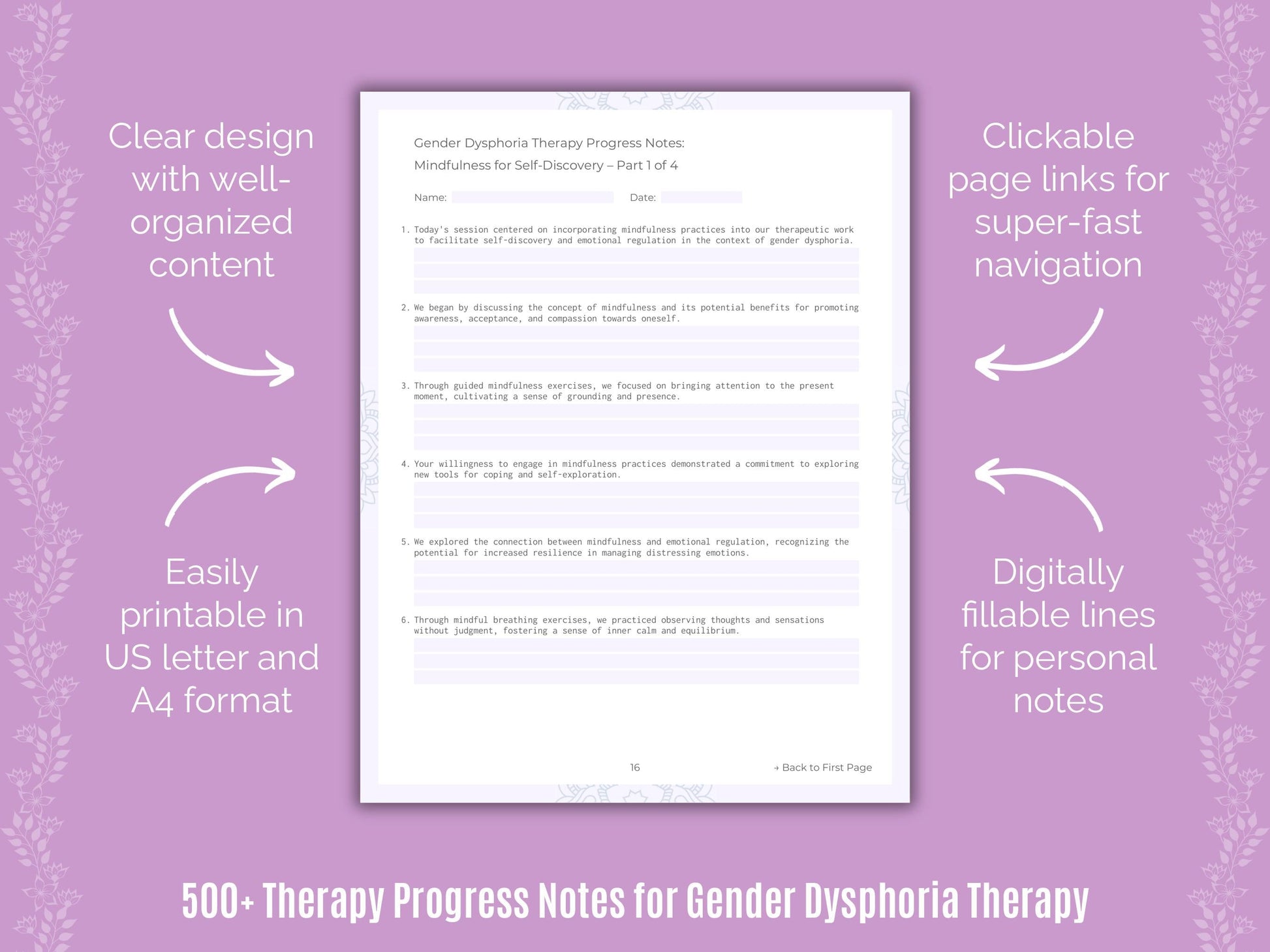 Gender Dysphoria Therapy Counseling Templates