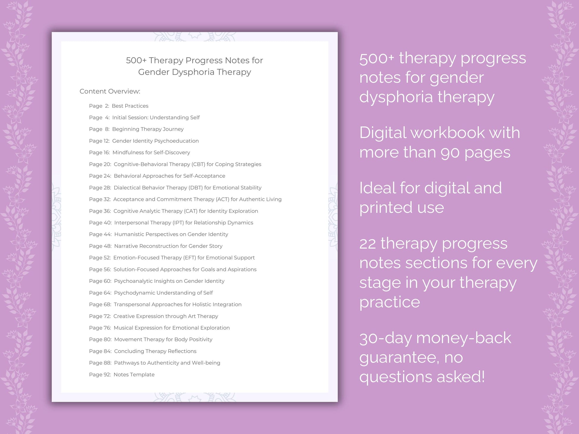 Gender Dysphoria Therapy Therapist Worksheets