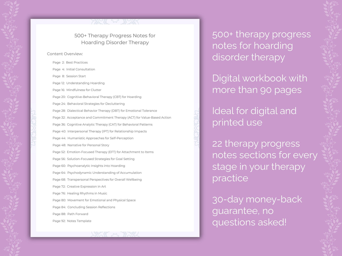 Hoarding Disorder Therapy Therapist Worksheets