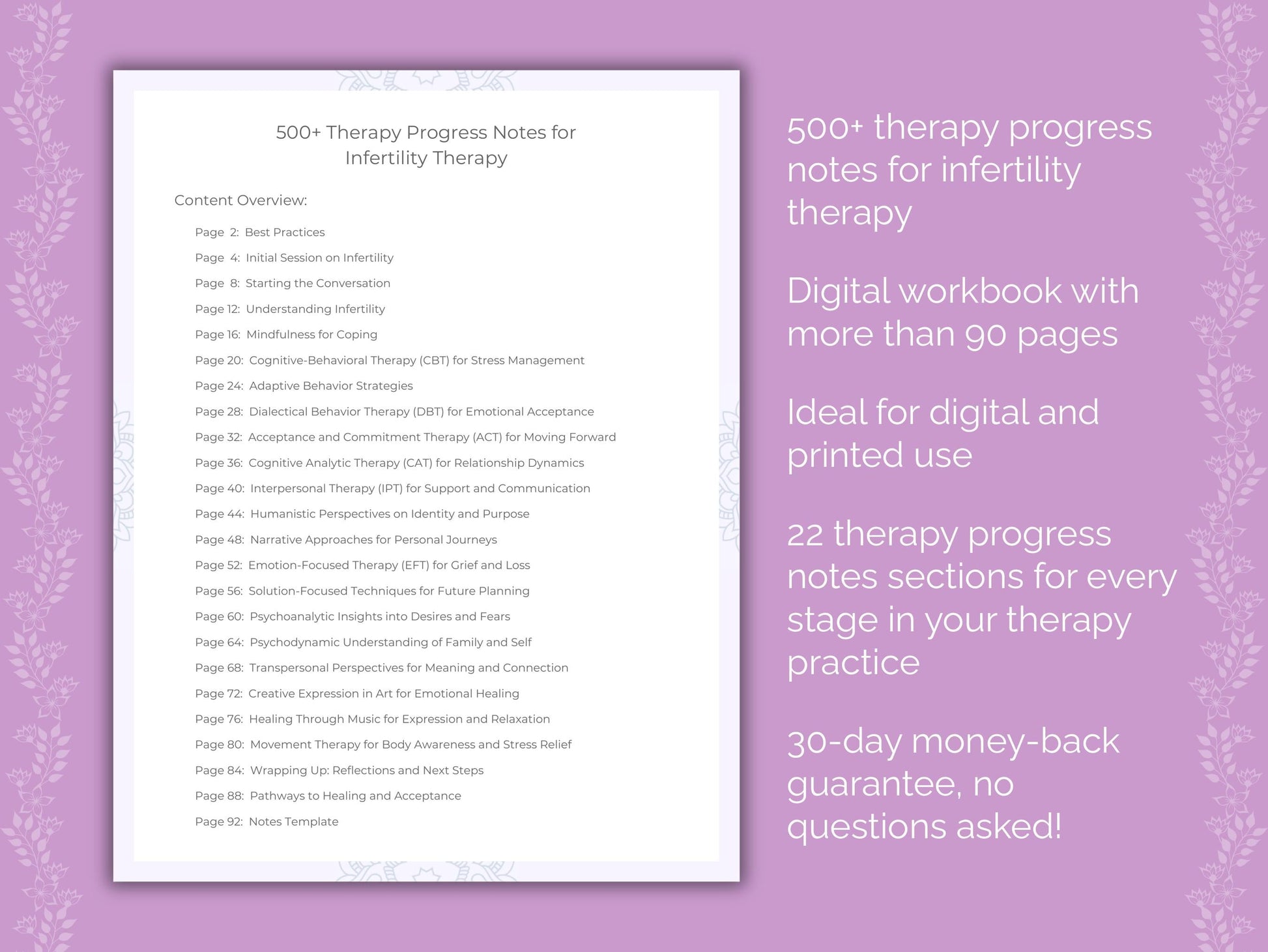 Infertility Therapy Therapist Worksheets