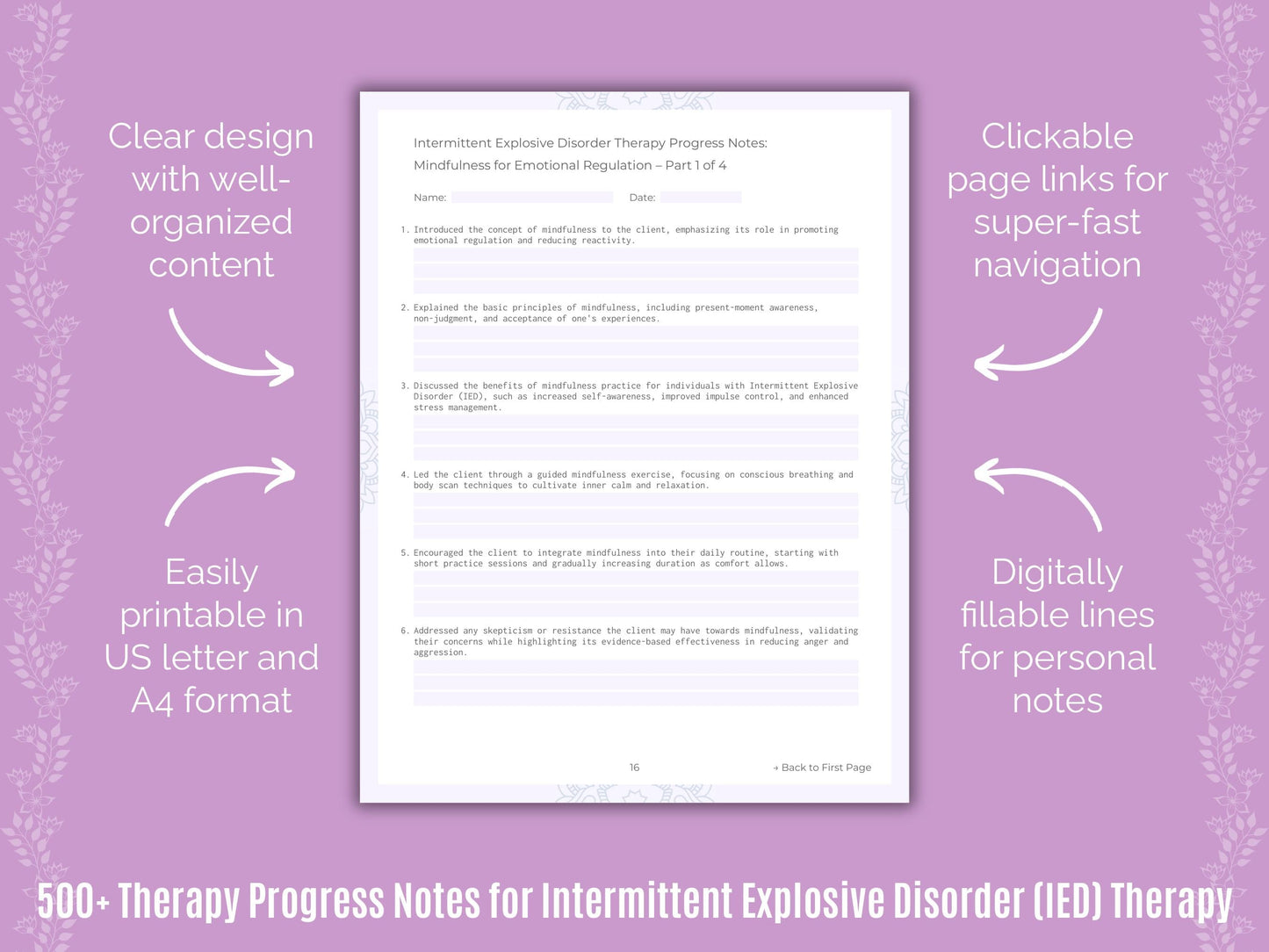 Intermittent Explosive Disorder (IED) Therapy Counseling Templates