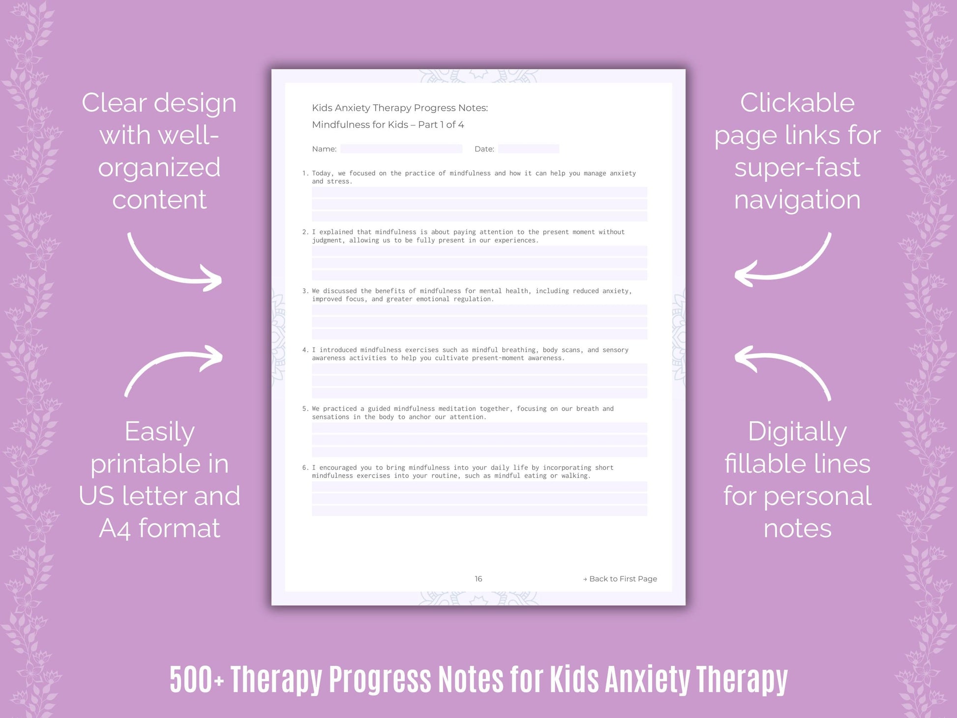 Kids Anxiety Therapy Counseling Templates