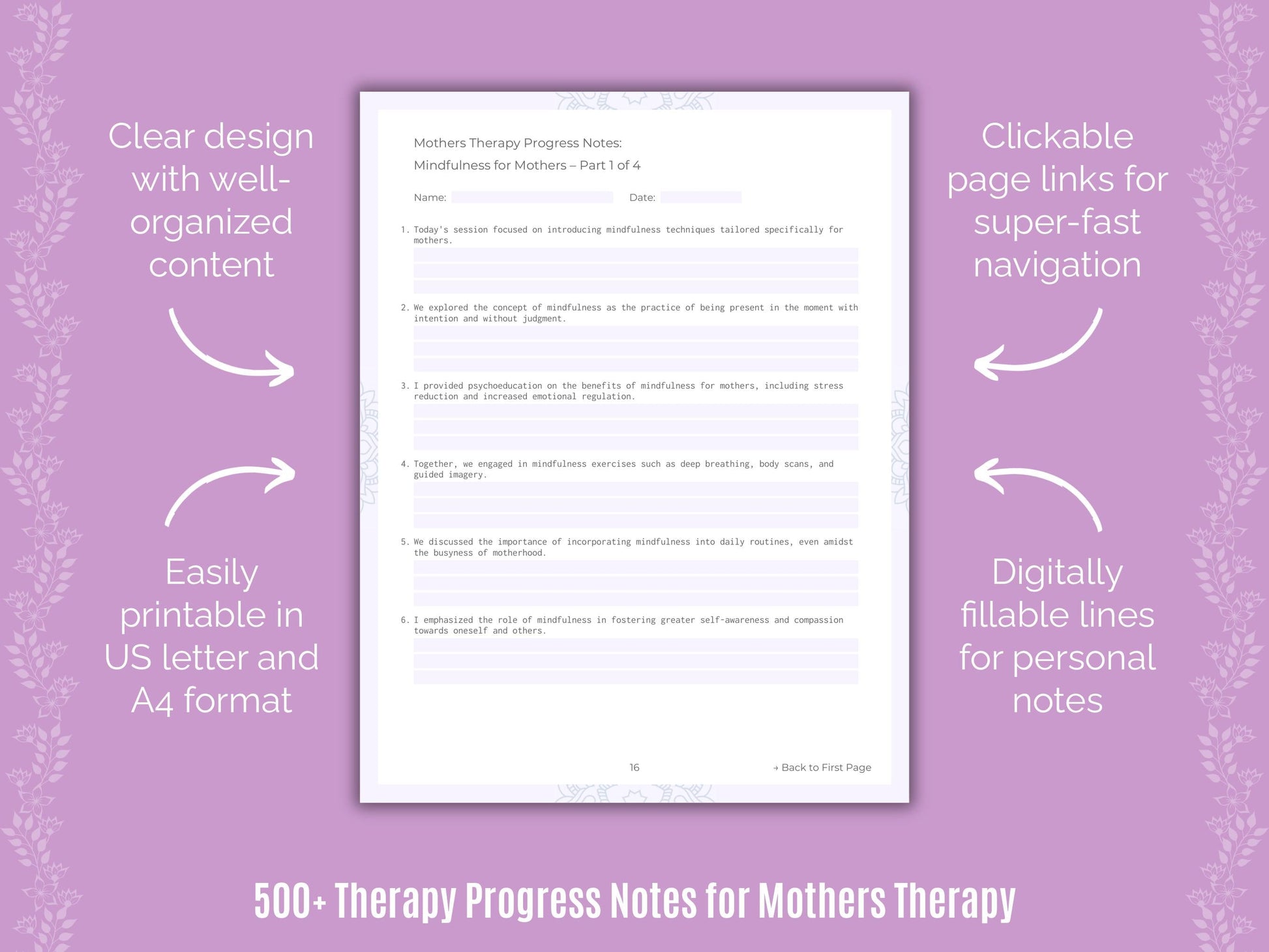 Mothers Therapy Counseling Templates