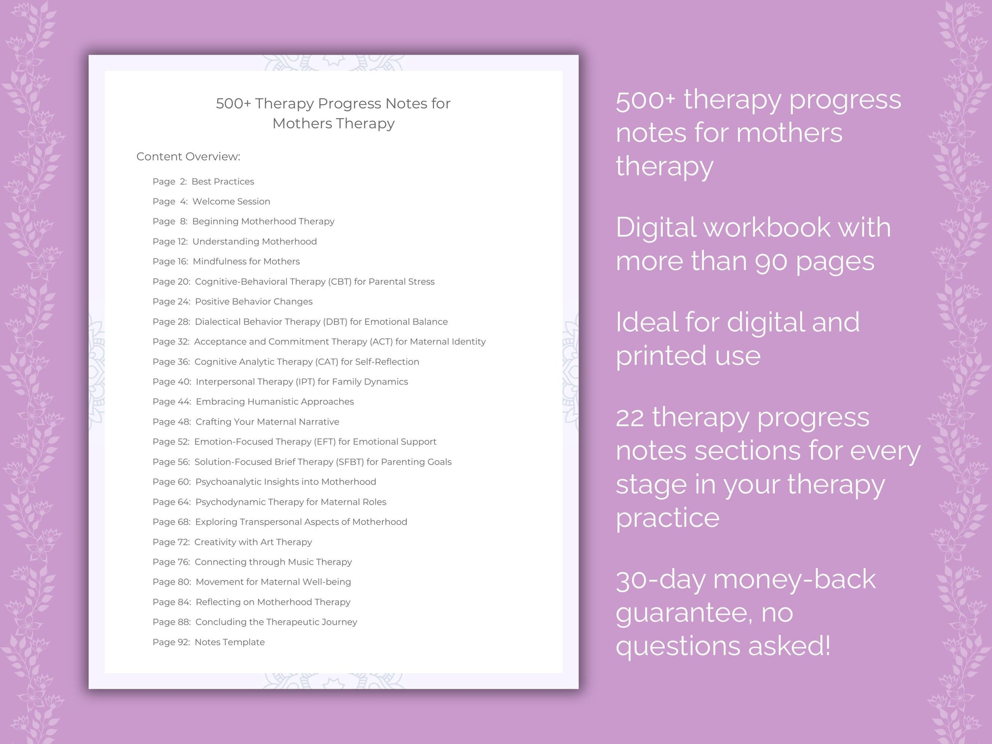 Mothers Therapy Therapist Worksheets