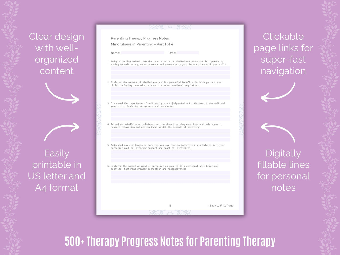 Parenting Therapy Counseling Templates