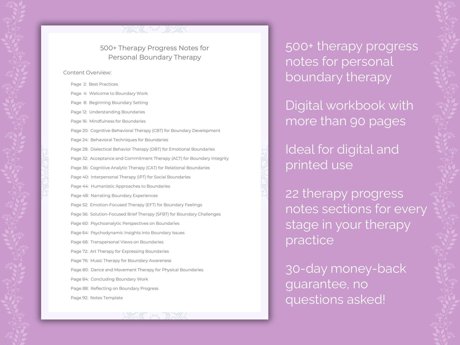 Personal Boundary Therapy Therapist Worksheets