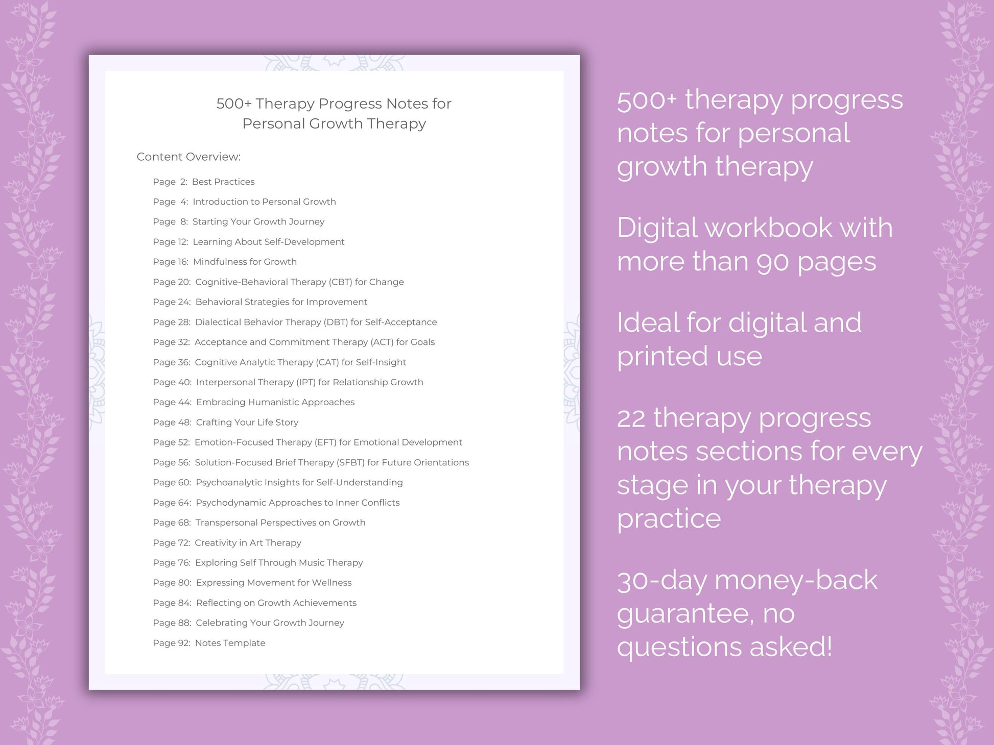 Personal Growth Therapy Therapist Worksheets