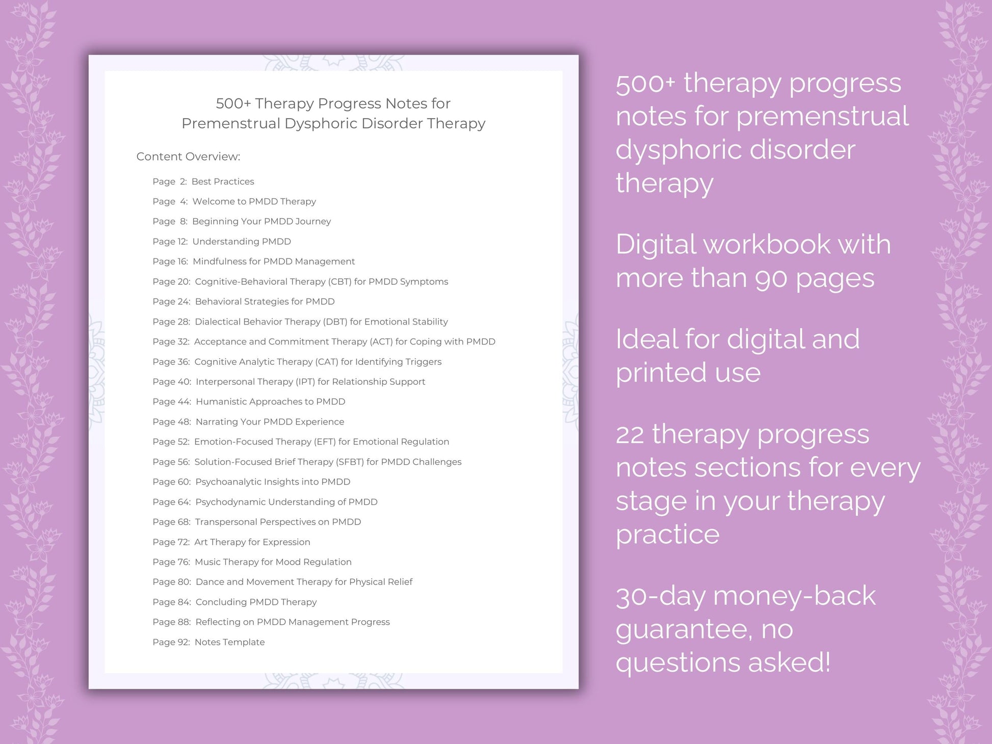 Premenstrual Dysphoric Disorder Therapy Therapist Worksheets