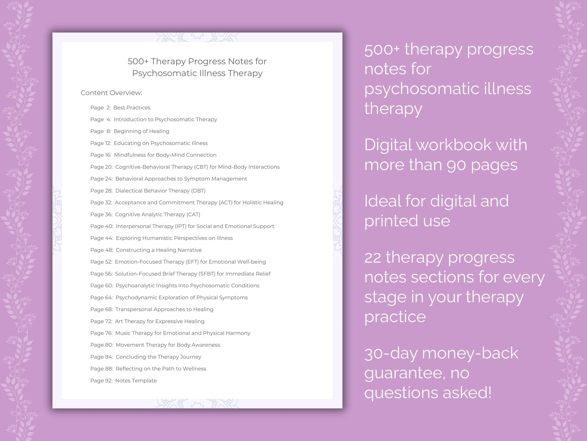 Psychosomatic Illness Therapy Therapist Worksheets