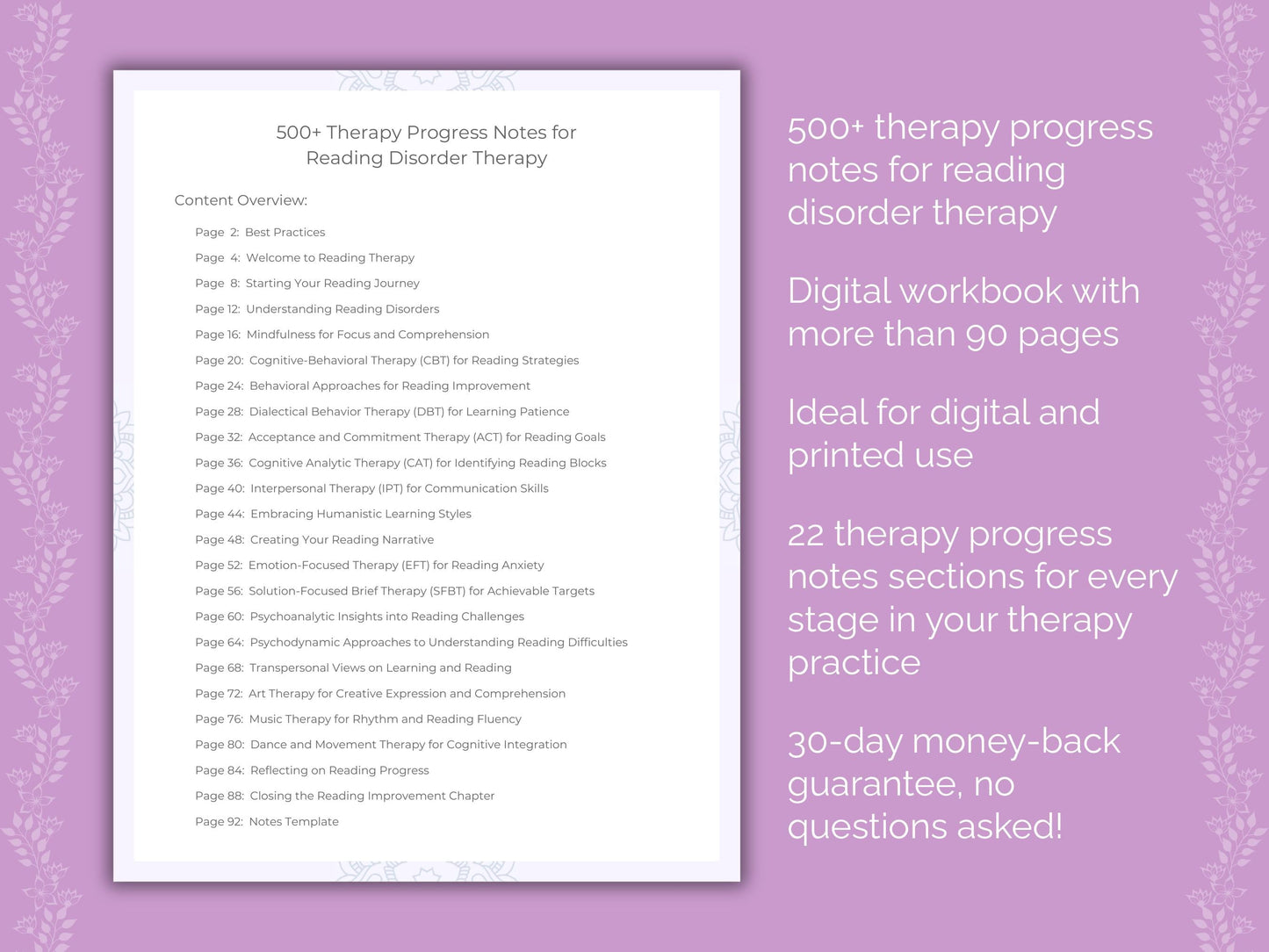 Reading Disorder Therapy Therapist Worksheets