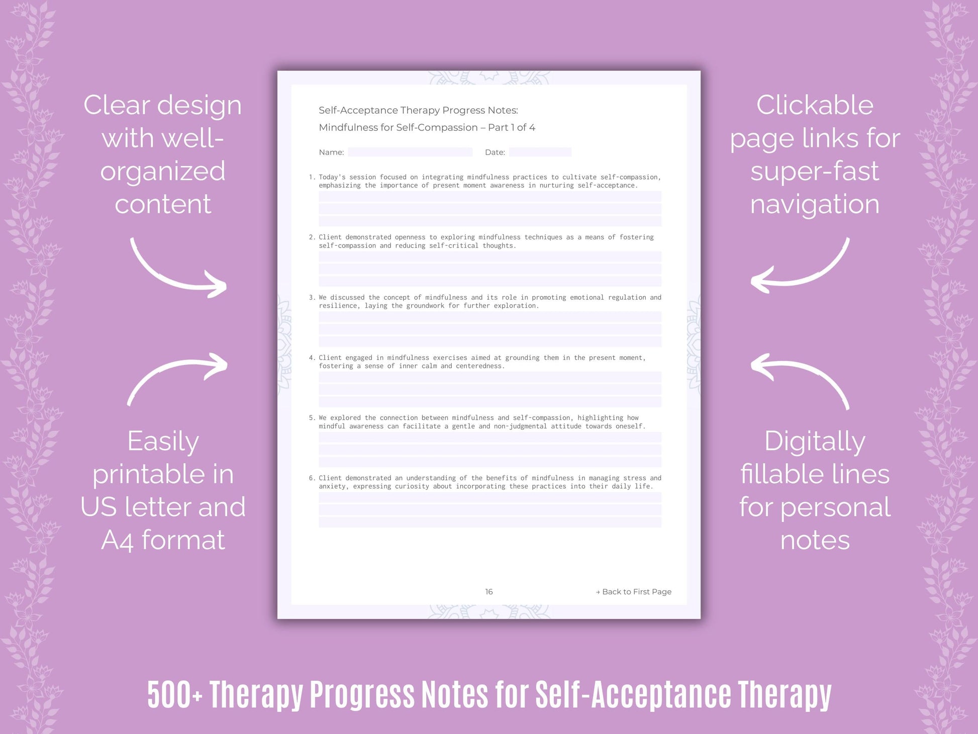 Self-Acceptance Therapy Counseling Templates