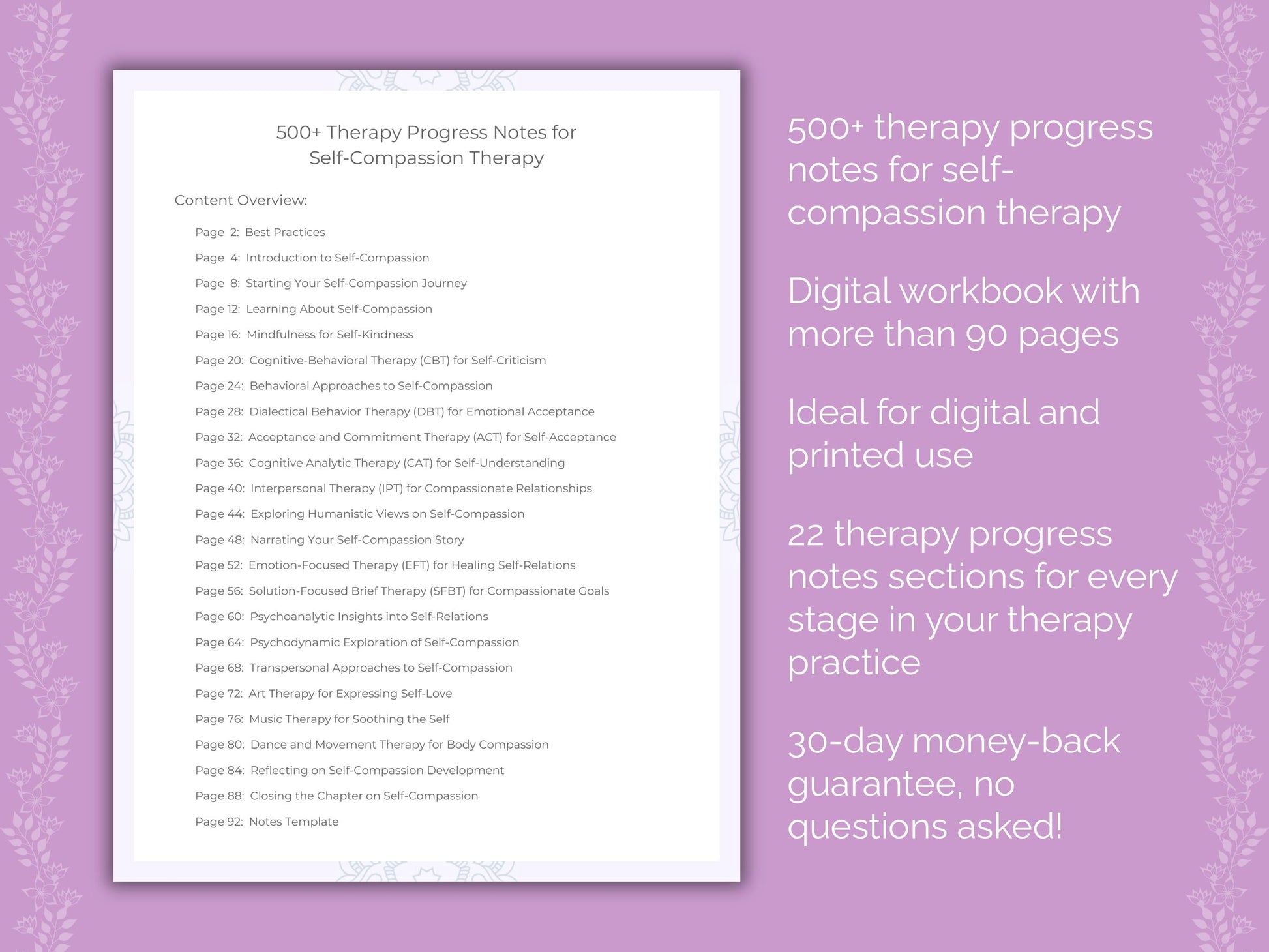 Self-Compassion Therapy Therapist Worksheets