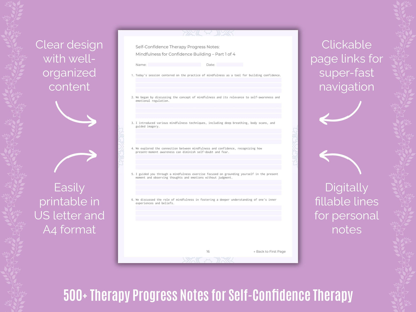 Self-Confidence Therapy Counseling Templates