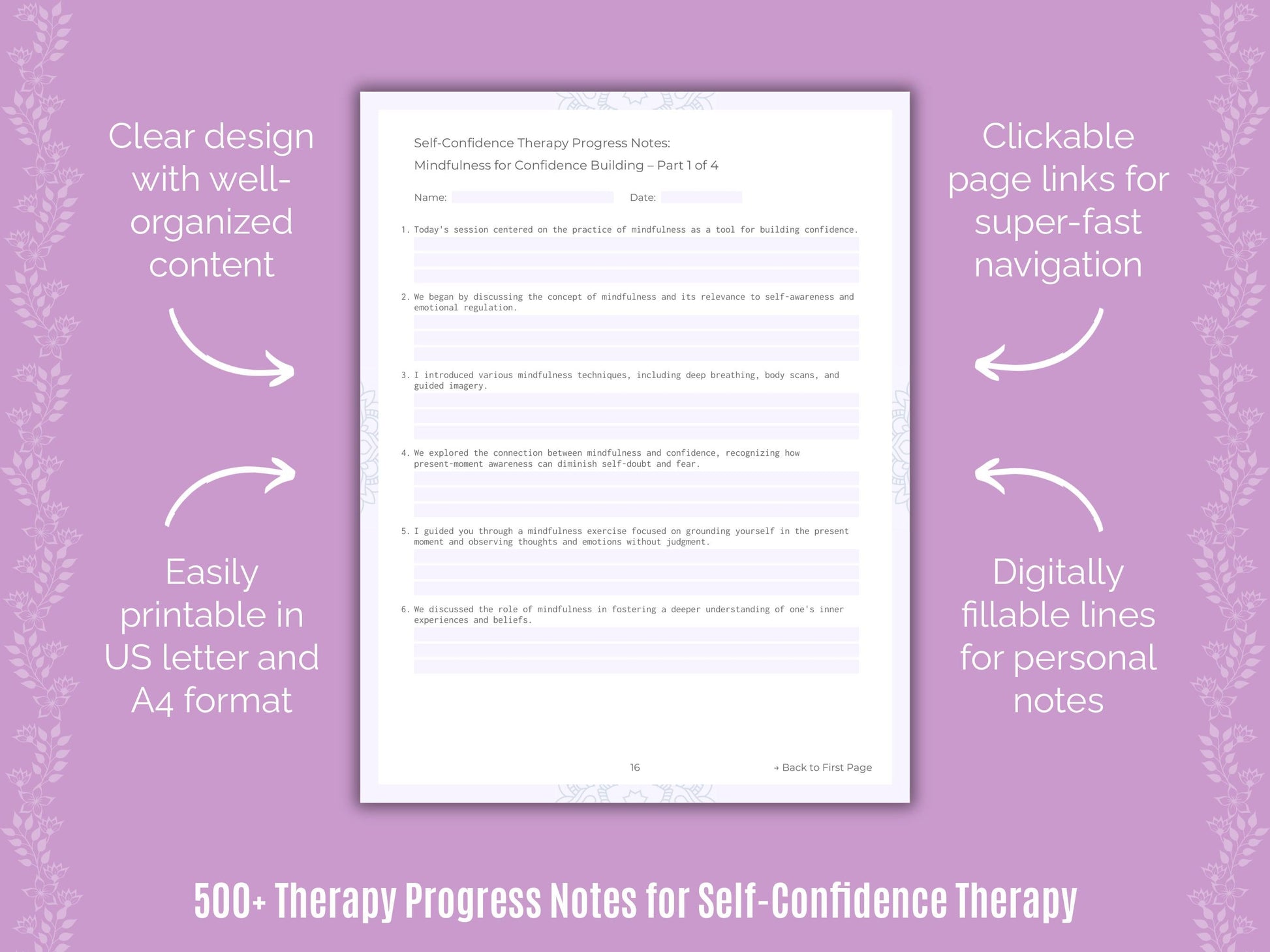 Self-Confidence Therapy Counseling Templates